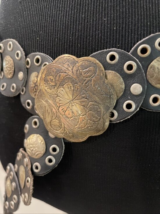 Moroccan Silver Concho Belt Western Southwestern Leather Bohemian Morocco main image 4